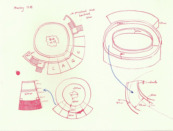 Tong Yi Xin, A series of 5 drawings: Monkey Hill
2018, Ink on Paper