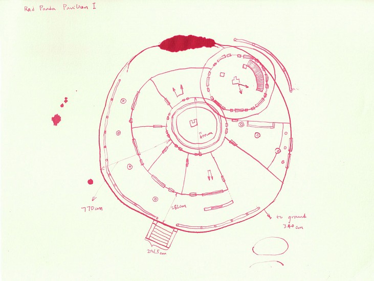 Tong Yi Xin, A series of 5 drawings: Red Panda Pavilion I
2018, Ink on Paper