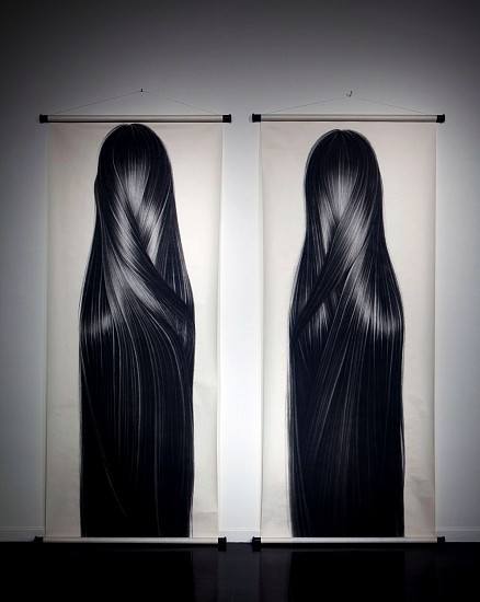 Hong Chun Zhang, Twin Spirits #1
2002, Charcoal on Paper with Scrolls